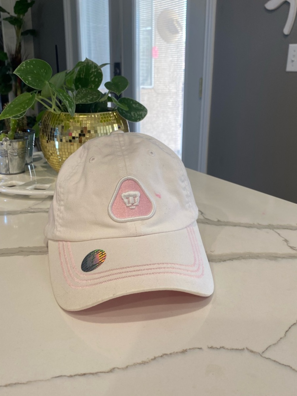 Puma White and Pink Logo Baseball Cap